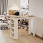 HOMCOM - Table de bar avec 4 étagères de rangement - bois naturel-Le style moderne fait de la table de bar un excellent choix dans un environnement moderne ou traditionnel 