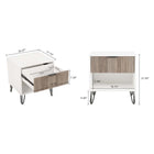 Manhattan Comfort - Dumbo table de chevet moderne 1 tiroir et commode 3 tiroirs - blanc et gris rustique - ensemble de 2-Pieds en métal doré élégants évasés ajoutant un design mode sans couture et de la durabilité Hauteur des pieds : 18,6 cm