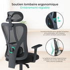MotionGrey - MC3 Chaise de bureau ergonomique à dossier haut avec accoudoirs réglables - Noir-Design 2-en-1 avec appui-tête amovible – Utilisez-la à votre façon : gardez l’appui-tête pour un soutien ergonomique complet, ou retirez-le pour passer instantanément à une chaise à dossier bas. Deux styles, une seule chaise — polyvalente et pleine de valeur