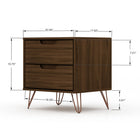 Manhattan Comfort - Rockefeller Table de Nuit 2 Tiroirs Style Mid-Century Modern 51 cm - Marron - Lot de 2-Comprend 2 tiroirs spacieux avec un mécanisme de glissement simple de 0,75