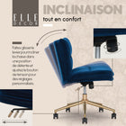 Elle Décor - Fauteuil jambes croisées Arabella recouvert de tissu - Bleu-Base en métal robuste avec une finition dorée, conçue pour soutenir en toute sécurité des utilisateurs jusqu'à 275 lb (125 kg)