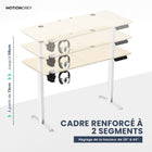 MotionGrey - Bureau debout électrique réglable Ergo2 avec réglages de mémoire - 55 po x 24 po, plateau brun clair, cadre blanc-Supporte jusqu’à 80 kg - Le cadre du bureau debout Motion est renforcé par des tubes en acier épaissis et des plaques de base robustes, offrant une plateforme stable et durable, même à la hauteur maximale