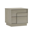 Manhattan Comfort - Table de nuit moderne Horizon 21,7" - Chêne blanchi-Tiroirs élégants sans poignées à ouverture par pression avec un détail unique de façades de tiroirs carrées superposées