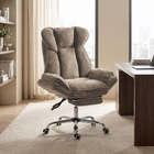 HOMCOM - Fauteuil de bureau inclinable grande taille et robuste avec repose-pieds - brun-Velours flocon doux 100 % polyester, respirant et agréablement invitant