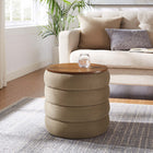 Modway - Mezzo Manche Performance Velvet Ottoman de stockage - Taupe-Rembourrage en mousse dense