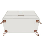 Manhattan Comfort - Rockefeller commode 3 tiroirs de 89,5 cm style milieu du siècle, blanc cassé et naturel, lot de 2-10