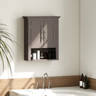 kleankin - Armoire murale de salle de bain avec étagère - brun-L’étagère réglable vous permet de ranger des objets plus grands, sans vous soucier de leur taille