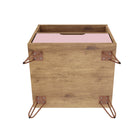 Manhattan Comfort - Rockefeller Table de Nuit 1 Tiroir Style Mid-Century Modern 51 cm - Naturel et Rose Poudré - Lot de 2-Garantie limitée du fabricant de 30 jours