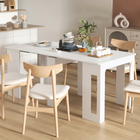 HOMCOM - Table à manger rectangulaire extensible 23,6 po-70,9 po pour 6-8 personnes - blanc-Se réduit facilement à la taille d'une table d'appoint 