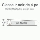 Cardinal® - Reliure XtraLife ClearVue verrouillable à anneaux en D, noire, 4 po-Anneaux inclinés en D verrouillables à montage arrière avec déclics GelTab peuvent tenir 25 % plus de feuilles que les anneaux ronds standard  