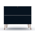Manhattan Comfort - Rockefeller commode moderne mi-siècle 35,24" - tatiana bleu minuit-Parfait pour le rangement ou l’exposition d’objets Kit anti-basculement inclus