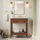 Modway - Zaire 30" Vanette de salle de bain - Blanc noyer-Tirs de poignée en métal