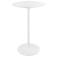Modway - Lippa Rond de 28 po Faux marbre Bar Table, Blanc-Table de bar moderne