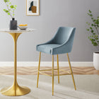 Modway - Discern Performance Velvet Tabouret de bar - Bleu clair-Revêtement en velours de performance