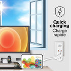 Bell+Howell - Multiprise pivotante avec USB-C - Blanc-La version USB-C comprend 6 ports électriques, 1 port USB-C, 2 ports USB-A, par unité