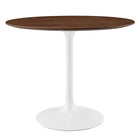 Modway - Lippa Rond de 36 po Bois Table à manger, Noyer-Table à manger moderne