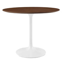 Modway - Lippa Rond de 36 po Bois Table à manger, Noyer-Table à manger moderne