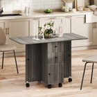 HOMCOM - Table à manger pliante à abattant sur roulettes avec tiroirs et armoire de rangement pour 4 à 6 personnes - gris-Se plie en une unité petite et compacte pour économiser de l'espace lorsqu'il n'est pas utilisé 