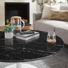 Modway - Lippa Rond de 36 po Faux marbre Table basse - Blanc Noir-Tampon feutre non marquant