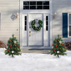 HOMCOM - 2 sapins de Noël artificiels pré-illuminés LED - mini sapin de Noël-24 éclairages LED blanc chaud intégrés dans l'arbre pour un affichage éblouissant 