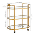 Hudson&Canal - Chariot de bar ovale Leif 30" de largeur - Laiton-8
