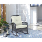 Manhattan Comfort - Fauteuil à bascule de patio traditionnel Fruttuo 75 cm, tressage gris mélangé et crème-Coussins amovibles avec fermeture éclair fabriqués en tissu imperméable de haute qualité tissu lavable