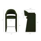 Modway - Talia 41 pouces Cuir végane Tabouret de bar - Vert mousse-Conception du canon arrière courbé