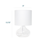 JAC Styles - Lampe de table ryley raindrop de 13,75 pouces - verre transparent avec abat-jour blanc-9