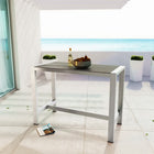 Modway - Shore Terrasse extérieure Aluminium Table de bar rectangulaire, Gris argenté-Panneaux d’accent en bois plastique