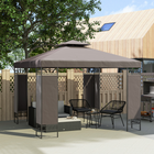 Outsunny - Pavillon à toit double 10 pi l x 10 pi L - gazebo d’extérieur - kaki-La toile en polyester résistante aux éclaboussures avec des trous de drainage empêche l'accumulation d'eau