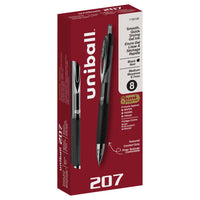 uni-ball - Stylos gel rétractables 207 – 0,7 mm – noir – paquet de 8-Stylos Gel