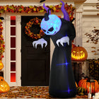 Outsunny - Fantôme gonflable d'Halloween de 7 pieds avec cornes - décoration de jardin - étanche - noir-Comprend six piquets, deux cordons de serrage et trois sacs de sable pour l'aider à rester ancré pendant les nuits venteuses 