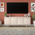 Hudson&Canal - Meuble TV Aelin pour téléviseurs jusqu'à 75" - Blanc aulne-Fabriqué à partir de matériaux MDF robustes dans une finition blanche en aulne fabriquée à la main