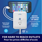 Bell + Howell - Prolongateur de Prise Power Pro-Utilisation de la rallonge : le Power Pro peut également être utilisé comme rallonge autonome, vous offrant beaucoup plus de ports de charge (3, trois prises et 3 ports USB A) qui est protégé contre les surtensions, jusqu’à 4 pieds