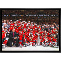 Chicago Blackhawks 20x29 2015 Stanley Cup - Toile encadree - 31" x 22"-Impression sur toile de qualité supérieure avec bordures enveloppées