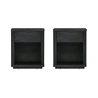 Manhattan Comfort - Ensemble de 2 tables de chevet modernes Evelyn 20" à 1 tiroir - gris charbon-Table de nuit moderne pour chambre et salon lot de 2