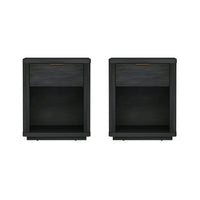 Manhattan Comfort - Ensemble de 2 tables de chevet modernes Evelyn 20" à 1 tiroir - gris charbon-Table de nuit moderne pour chambre et salon lot de 2
