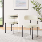Modway - Albie Tissu Boucle Chaises de salle à manger Ensemble de 2 - Noir ivoire-Base métallique tubulaire