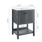 Modway - Steam 24" Vanette de salle de bain - Gris blanc-Portes à fermeture douce