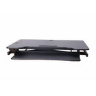 Rehausseur de bureau électrique Rocelco 46" avec prise secteur, chargeur USB et grand clavier Tracy - Noir-L'œillet arrière permet la gestion des câbles ou l'ajout d'un bras de moniteur en option.