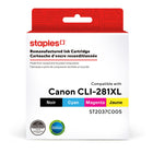 Staples - Cartouche d’encre Canon CLI-281XL remise à neuf - rendement élevé - noir/cyan/magenta/jaune - Paquet de 4p-Noir, Cyan, Magenta, Jaune