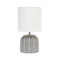 Simple Designs - Petite lampe de table - Gris avec design Web blanc-La forme d'une mini-lampe de table standard, mais les vagues peintes sur la base confèrent à cette lampe un aspect plus moderne et contemporain