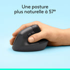 Logitech - Lift Souris Ergonomique Verticale - Graphite-57° de pure relaxation : La forme verticale de Lift aide les poignets à bien se sentir au travail, et favorise une posture plus naturelle de l'avant-bras. Confort et productivité toute la journée