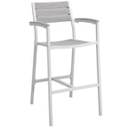 Modway - Maine Terrasse extérieure Tabouret de bar - Blanc gris clair - Ensemble de 2-Lattes de bois synthétique gris clair