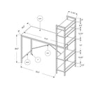 Monarch Specialties - 7166 Bureau 48 po L - Dessus Espresso/Metal Argent-De conception et de finition durables, ce poste de travail est doté d'un plateau spacieux facile à nettoyer et d'une solide base en métal gris pour une utilisation durable et bénéficie d'une garantie limitée de 5 ans contre tout défaut, pour votre plus grande satisfaction.
