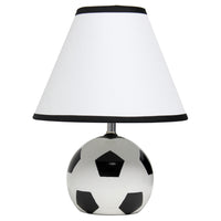 Simple Designs - Enfants Lampe de Table de Football-LAMPE DE STYLE SPORTIF: S'adapte au décor des équipes de foot. La lampe présente une base réaliste en forme de ballon de foot et un abat-jour blanc