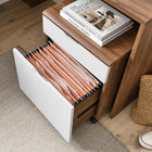 Modway - Envision Bois Ensemble de bureau et d’armoire à dossiers - Blanc noyer-Plateau de clavier à extension complète
