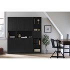 South Shore - Olea - Bibliothèque avec 4 portes et rangement ouvert - Chêne noir-Espace bureau moderne : idéale pour votre bureau à la maison, cette étagère optimise l’espace contre le mur, vous laissant plus de place pour circuler librement dans la pièce.