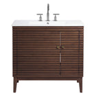 Modway - Ledger 36" Vanette de salle de bain - Blanc noyer-Vanité de salle de bain moderne du milieu du siècle