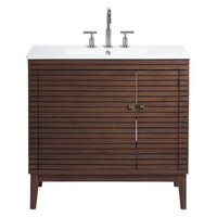 Modway - Ledger 36" Vanette de salle de bain - Blanc noyer-Vanité de salle de bain moderne du milieu du siècle